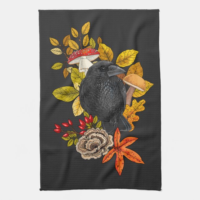 Autumn raven kitchen towel (Vertical)