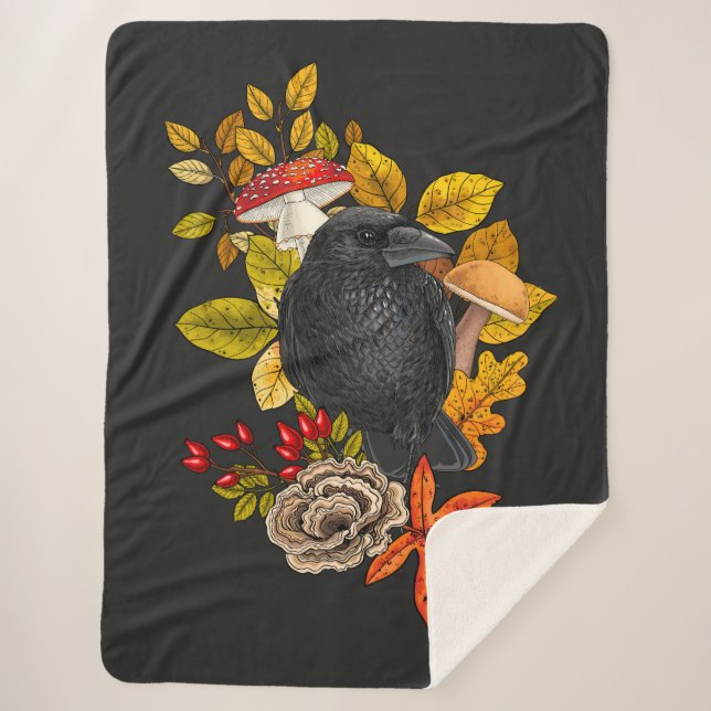 Autumn raven sherpa blanket (Front)