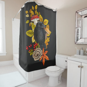 Autumn raven shower curtain
