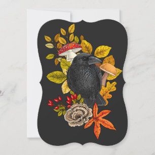 Autumn raven thank you card