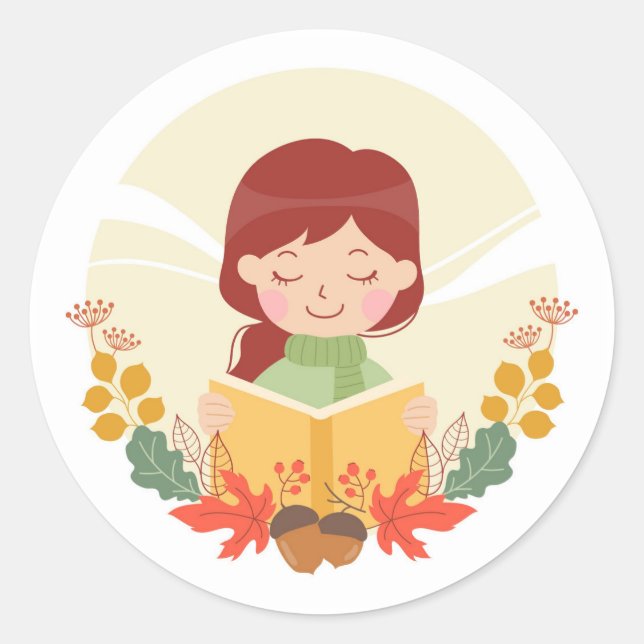 Autumn Reader Classic Round Sticker (Front)