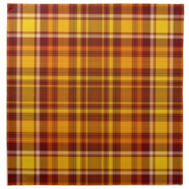 Autumn Red and Gold Plaid Pattern Napkin (Front)