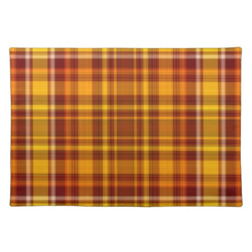 Autumn Red and Gold Plaid Pattern Placemat