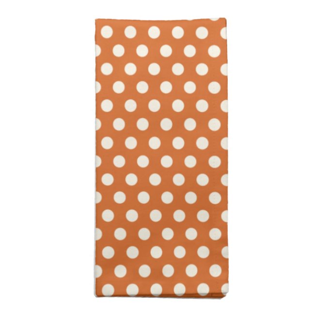 Autumn Red and White Polka Dot Cloth Napkin (Folded)
