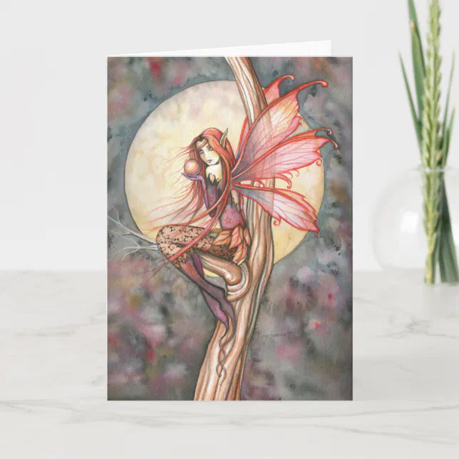 Autumn Red Fairy Greeting Card by Molly Harrison | Zazzle