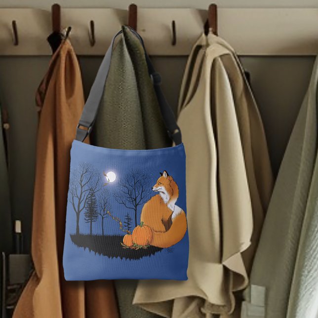 Autumn Red fox blue Crossbody Bag (Creator Uploaded)