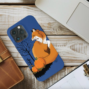 Autumn Red Fox Pumpkins Woodland Fall Blue iPhone 13 Pro Case