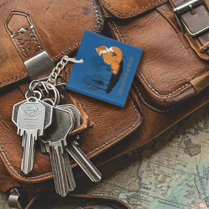 Autumn Red Fox Pumpkins Woodland Fall Blue Keychain