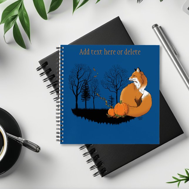 Autumn Red Fox Pumpkins Woodland Fall Blue Notebook (Creator Uploaded)