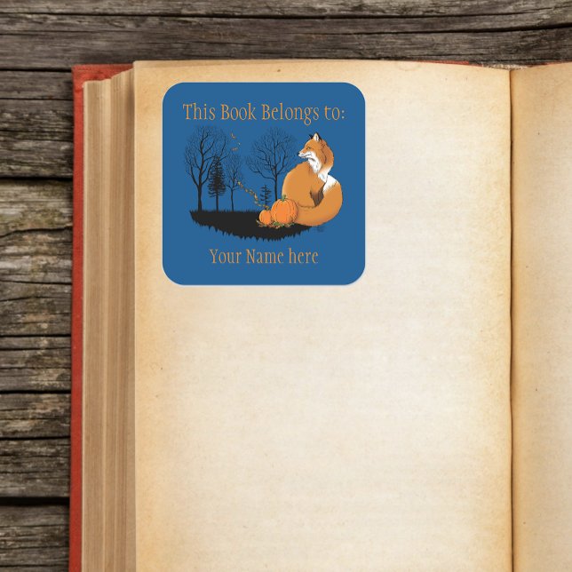 Autumn Red Fox Pumpkins Woodland Fall Bookplate (Creator Uploaded)
