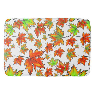 Autumn red green orange leaves maple leaves bath mat