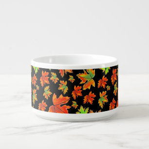 Autumn red green orange leaves maple leaves bowl