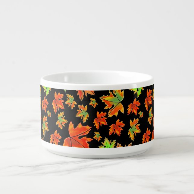 Autumn red green orange leaves maple leaves bowl (Center)