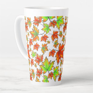 Autumn red green orange leaves maple leaves latte mug