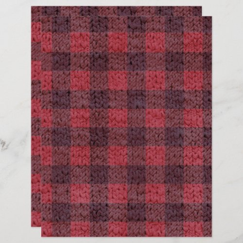 Autumn Red knit buffalo plaid scrapbook paper