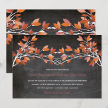 Autumn Red Knotted Love Trees Chalkboard Wedding