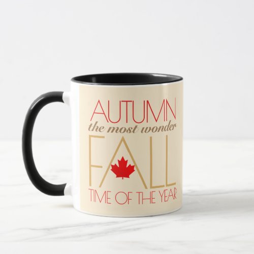 Autumn Red Leaves Word Art Wonder Fall  Mug