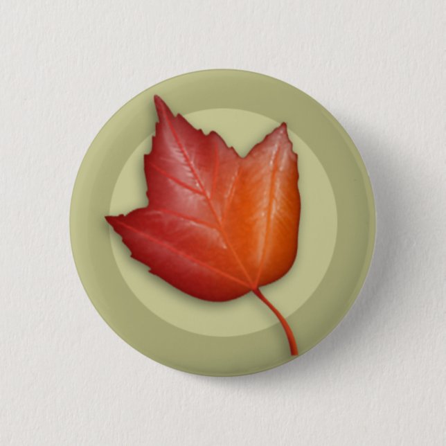 Autumn Red Maple Leaf Button (Front)