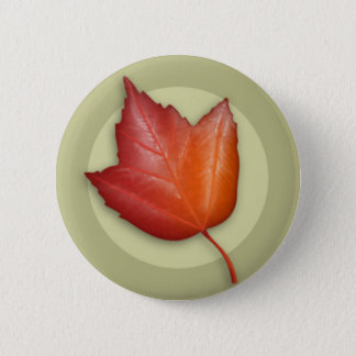Autumn Red Maple Leaf Button