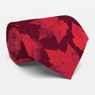 Autumn Red Maple Leaves Neck Tie