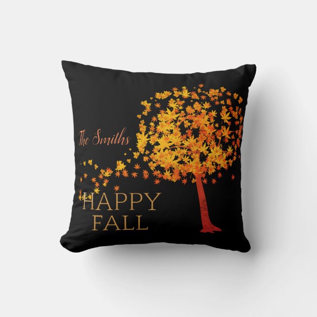 Autumn Red Maple Tree Personalized Throw Pillow (Front)