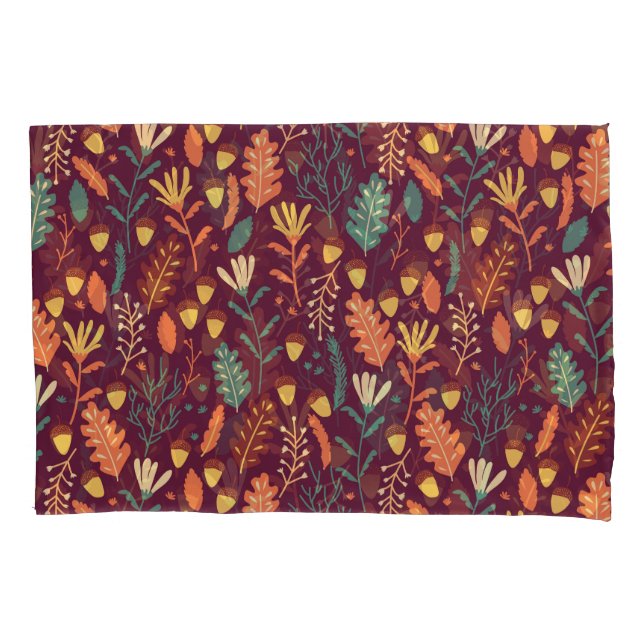 Autumn Red-Orange Vintage Motif Pillow Case (Front)