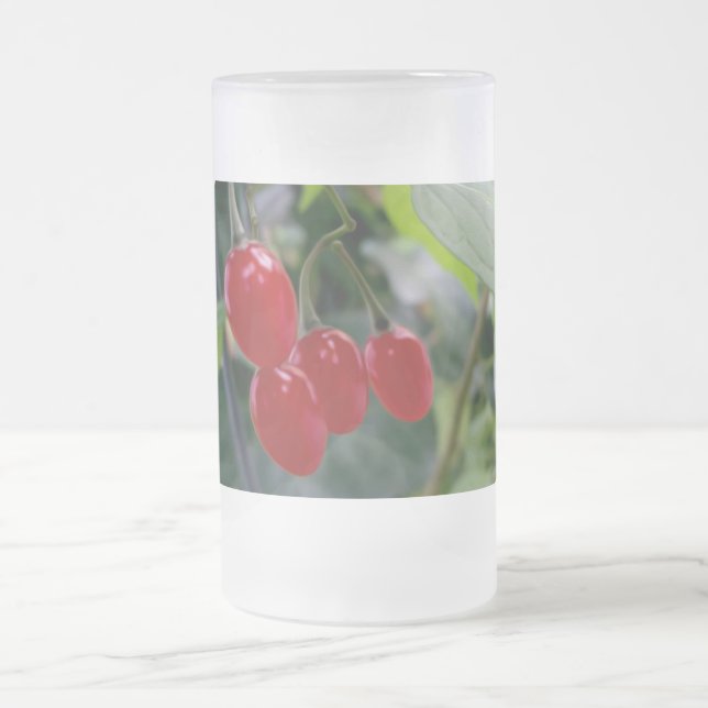 Autumn red spots frosted glass beer mug (Center)