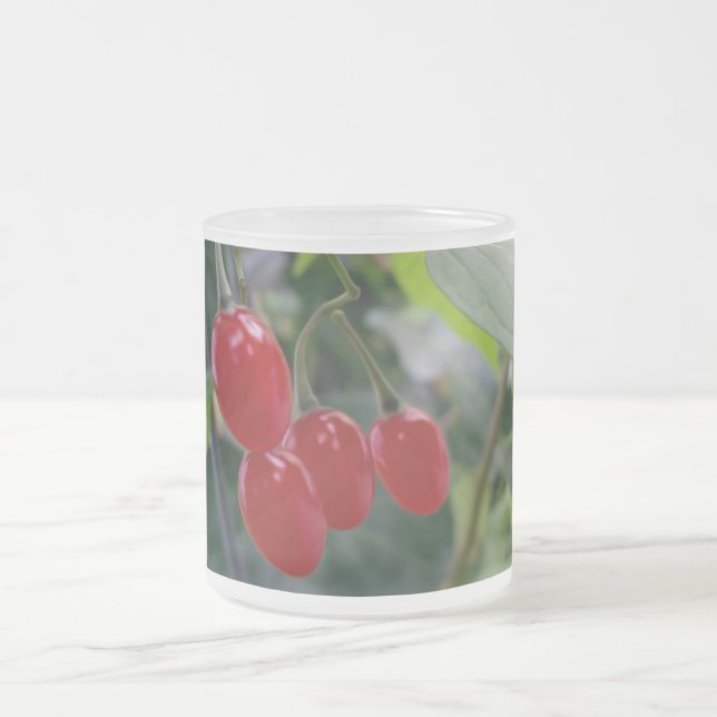 Autumn red spots frosted glass coffee mug (Center)