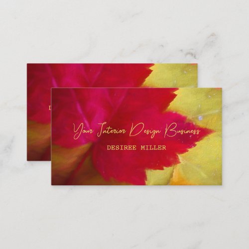 Autumn Red Yellow Maple Leaves Art Business Card