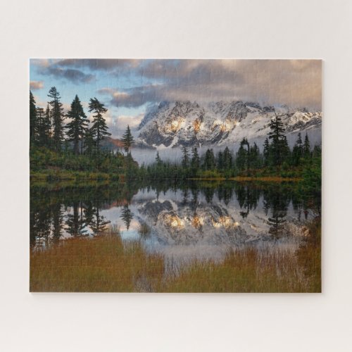 Autumn Reflection of Mount Shuksan in Picture Lake Jigsaw Puzzle