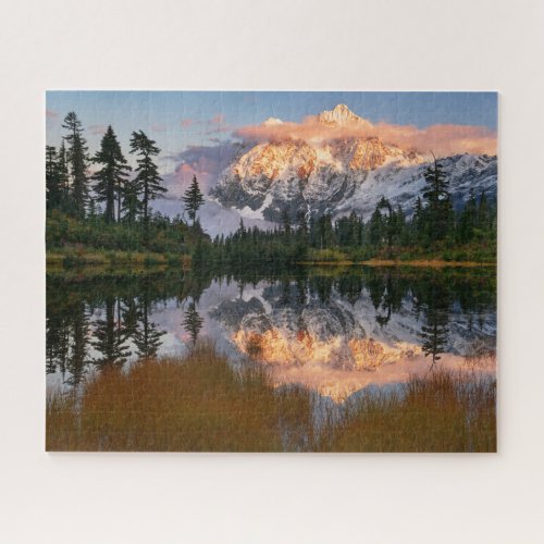 Autumn Reflection of Mount Shuksan in Picture Lake Jigsaw Puzzle