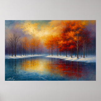 Autumn Reflection on a Tranquil Lake Poster