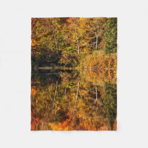 Autumn reflection on Coffin Pond Fleece Blanket