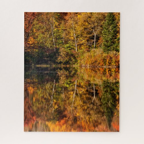 Autumn reflection on Coffin Pond Jigsaw Puzzle