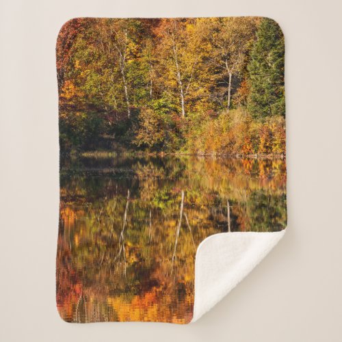 Autumn reflection on Coffin Pond Sherpa Blanket