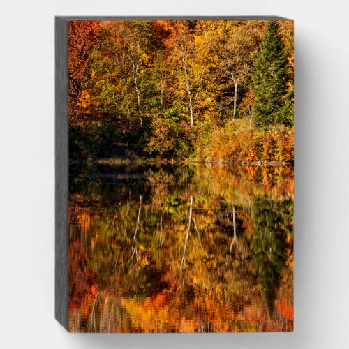 Autumn reflection on Coffin Pond Wooden Box Sign
