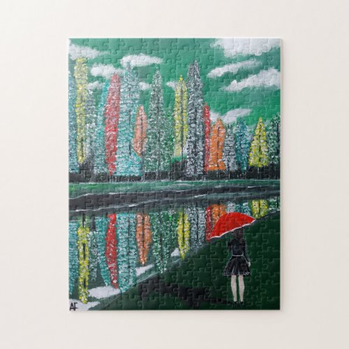 Autumn Reflection Painting by Alfred Fox Jigsaw Puzzle