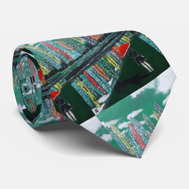 Autumn Reflection Painting by Alfred Fox Neck Tie (Rolled)