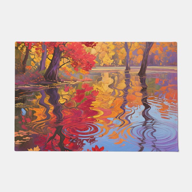 Autumn Reflection Pond Impressionist Doormat (Front)