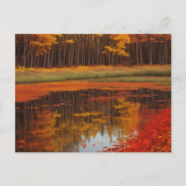 Autumn Reflections A Serene Lake Postcard (Front)