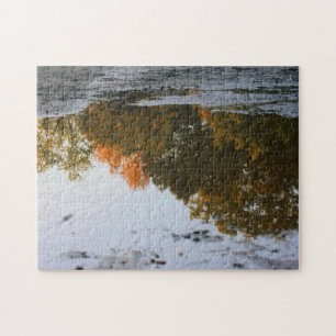 Autumn Reflections In A Puddle Nature Jigsaw Puzzle
