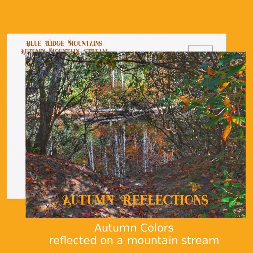 Autumn Reflections Mountain Stream Photographic Postcard
