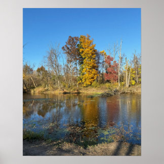 Autumn Reflections on Creek Poster