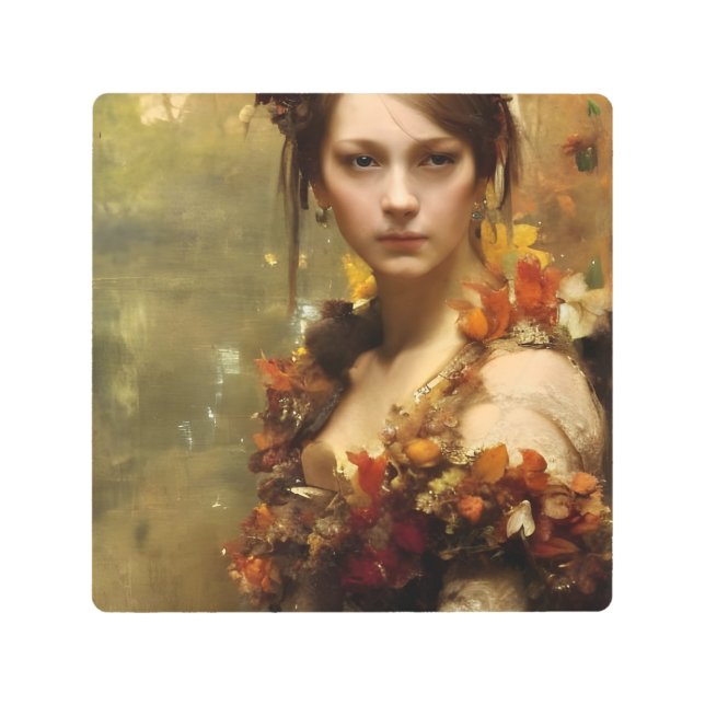 autumn renaissance princess  metal print (Front)