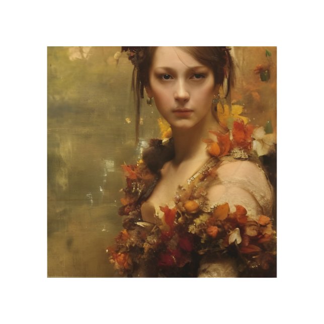 autumn renaissance princess  wood wall art (Front)