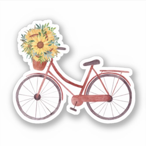 Autumn Ride Watercolor Vintage Bicycle   Sticker