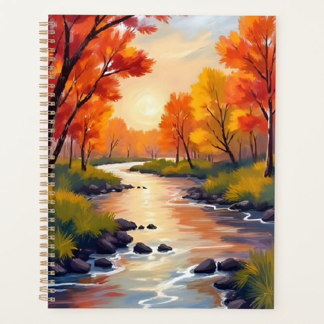 Autumn River | Fall Foliage Nature Watercolor Planner (Front)
