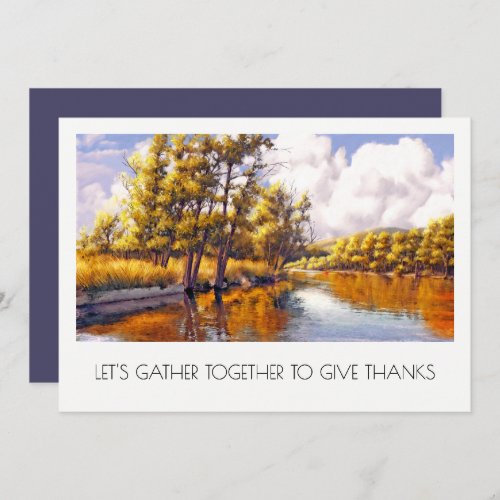 Autumn River Scenery Thanksgiving Dinner  Invitation