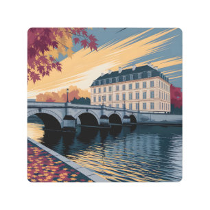 Autumn Riverside European City Illustration Art