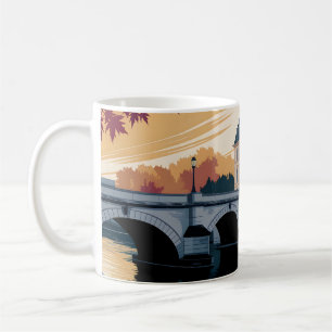 Autumn Riverside European City Illustration Art Coffee Mug
